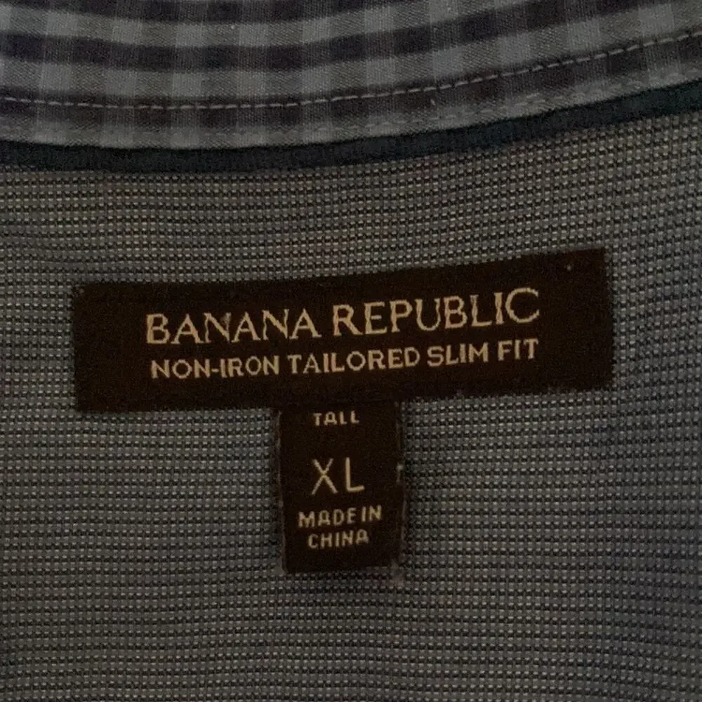 Banana Republic Blue Checked Tailored Slim Fit Shirt, Size XL